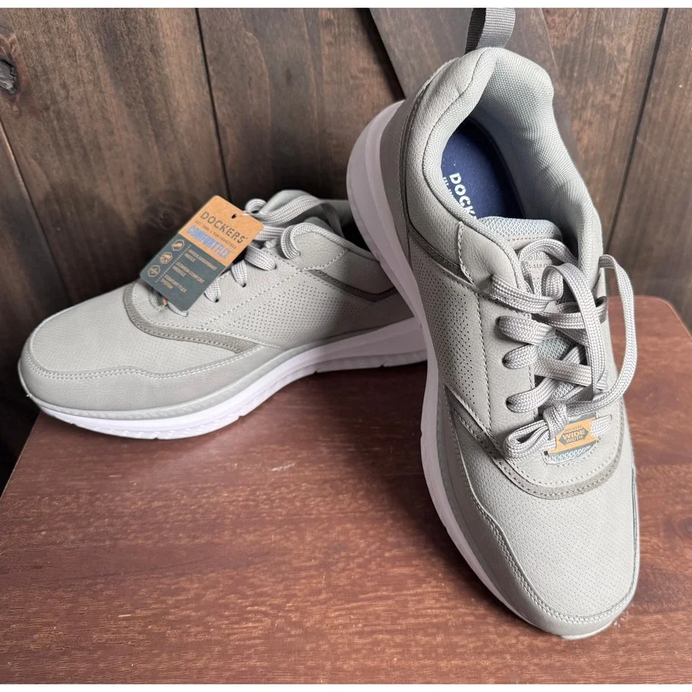 NWT Dockers Mens 11W Gray Comfort Flex Walker Shoes Shock Absorbant‎ Insole